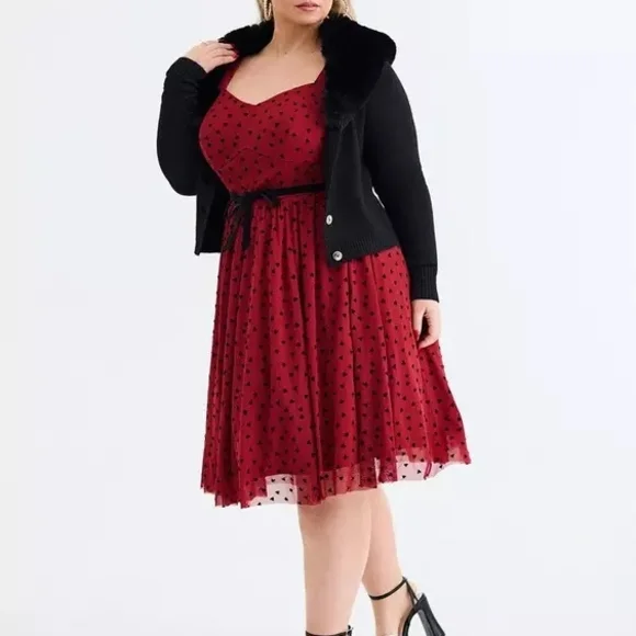 Torrid Retro Chic Removable Faux Fur Trim Cardigan- Size 2x - Picture 3 of 13